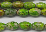 CDT147 15.5 inches 10*15mm rice dyed aqua terra jasper beads