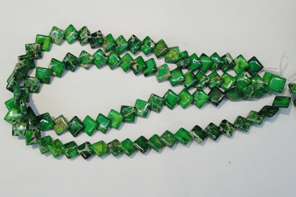 CDT204 15.5 inches 10*10mm diamond dyed aqua terra jasper beads
