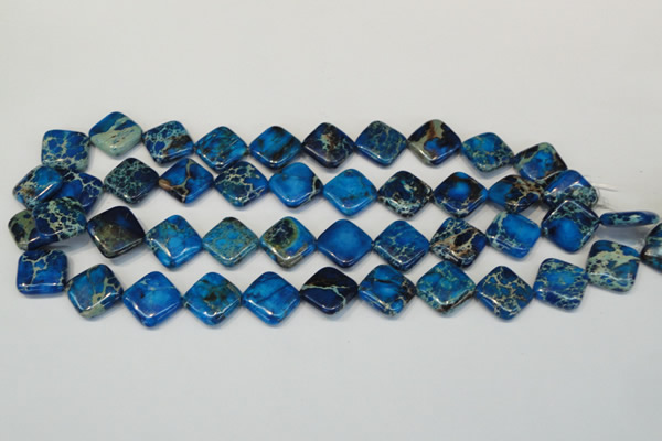 CDT248 15.5 inches 16*16mm diamond dyed aqua terra jasper beads