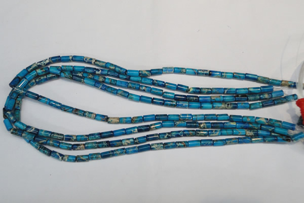 CDT278 15.5 inches 4*8mm tube dyed aqua terra jasper beads