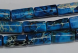 CDT282 15.5 inches 8*17mm tube dyed aqua terra jasper beads