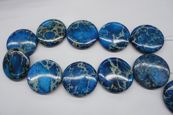 CDT310 15.5 inches 40mm flat round dyed aqua terra jasper beads