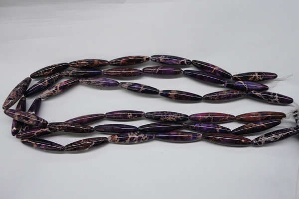 CDT383 15.5 inches 7*30mm rice dyed aqua terra jasper beads