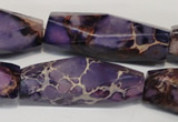 CDT386 15.5 inches 12*40mm faceted rice dyed aqua terra jasper beads