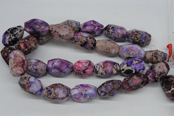 CDT40 15.5 inches 20*30mm faceted nuggets dyed aqua terra jasper beads