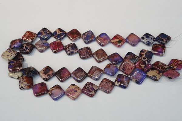 CDT445 15.5 inches 16*16mm diamond dyed aqua terra jasper beads