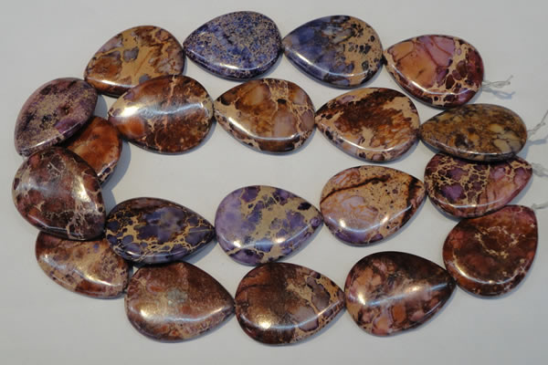 CDT461 15.5 inches 30*40mm flat teardrop dyed aqua terra jasper beads
