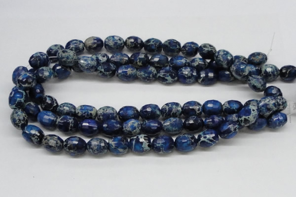 CDT49 15.5 inches 12*15mm faceted egg-shaped dyed aqua terra jasper beads