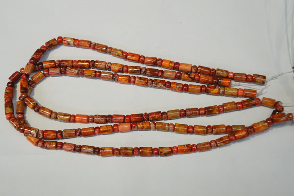 CDT505 15.5 inches 3*6mm rondelle & 6*9mm tube dyed aqua terra jasper beads