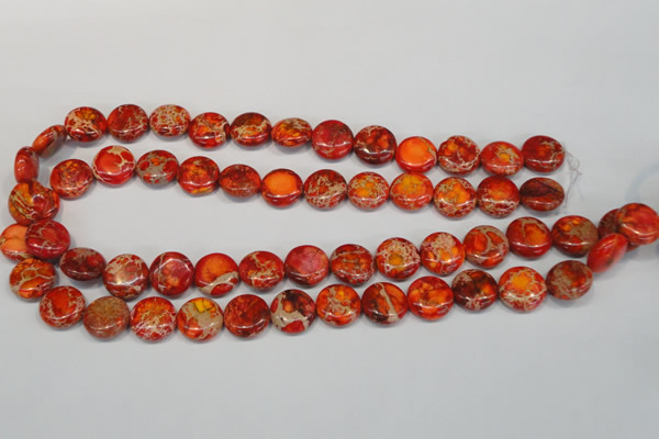 CDT518 15.5 inches 14mm flat round dyed aqua terra jasper beads