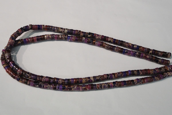 CDT704 15.5 inches 3*6mm heishi dyed aqua terra jasper beads