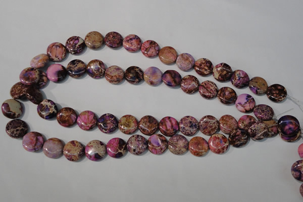 CDT706 15.5 inches 14mm flat round dyed aqua terra jasper beads