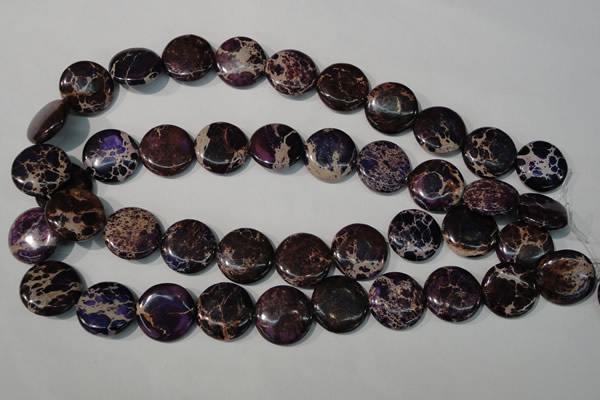 CDT707 15.5 inches 20mm flat round dyed aqua terra jasper beads