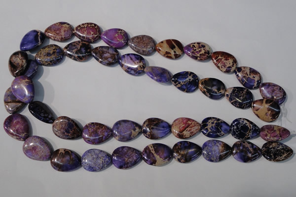 CDT714 15.5 inches 15*20mm flat teardrop dyed aqua terra jasper beads