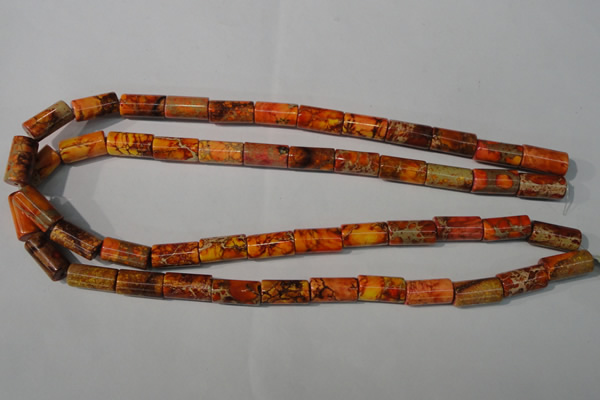 CDT738 15.5 inches 8*16mm tube dyed aqua terra jasper beads