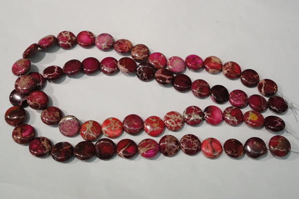CDT786 15.5 inches 14mm flat round dyed aqua terra jasper beads
