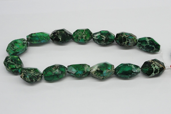 CDT79 15.5 inches 18*28mm faceted nuggets dyed aqua terra jasper beads