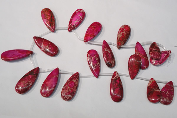 CDT799 Top-drilled 16*32mm flat teardrop dyed aqua terra jasper beads