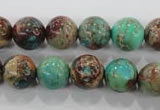 CDT805 15.5 inches 12mm round dyed aqua terra jasper beads wholesale