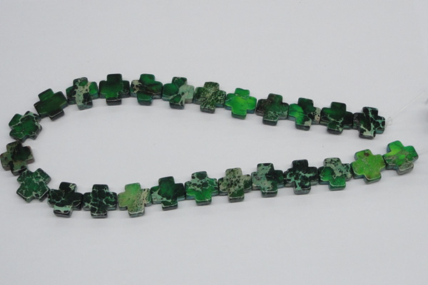 CDT81 15.5 inches 16*16mm cross dyed aqua terra jasper beads