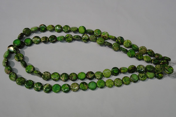 CDT936 15.5 inches 10mm flat round dyed aqua terra jasper beads