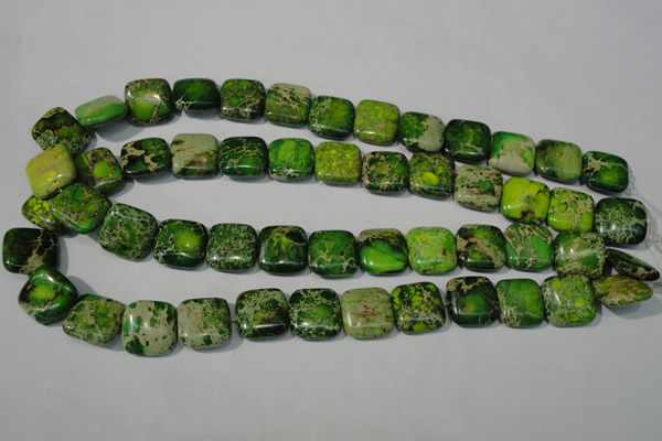 CDT945 15.5 inches 16*16mm square dyed aqua terra jasper beads