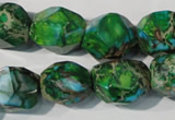 CDT964 15.5 inches 14*17mm faceted nuggets dyed aqua terra jasper beads