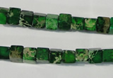 CDT969 15.5 inches 6*6mm cube dyed aqua terra jasper beads