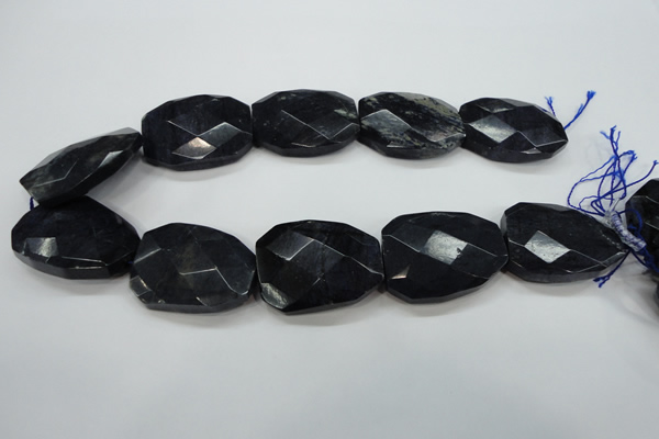 CDU10 32*40mm twisted & faceted rectangle natural blue dumortierite beads