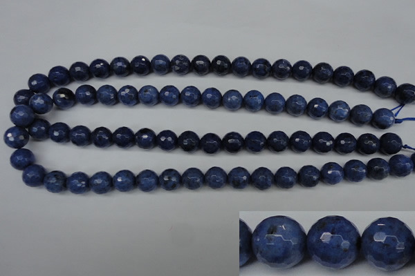 CDU113 15.5 inches 10mm faceted round blue dumortierite beads