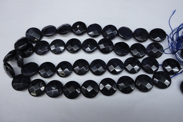 CDU126 15.5 inches 20mm faceted coin blue dumortierite beads