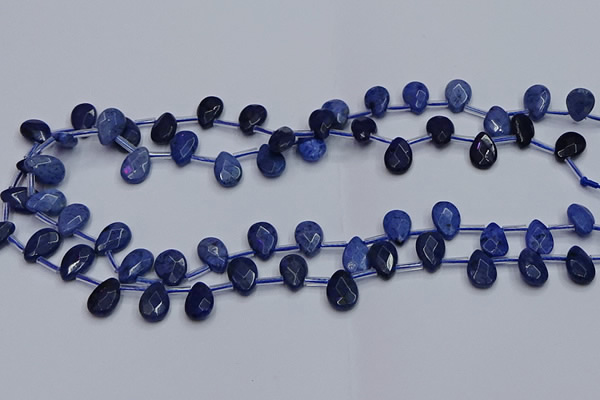 CDU219 Top drilled 8*12mm faceted flat teardrop blue dumortierite beads