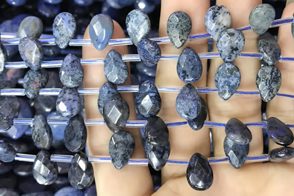 CDU221 Top drilled 8*12mm faceted briolette dumortierite beads