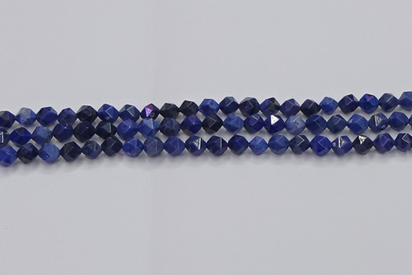 CDU336 15.5 inches 6mm faceted nuggets blue dumortierite beads