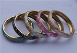 CEB09 5pcs 11.5mm width gold plated alloy with enamel bangles wholesale