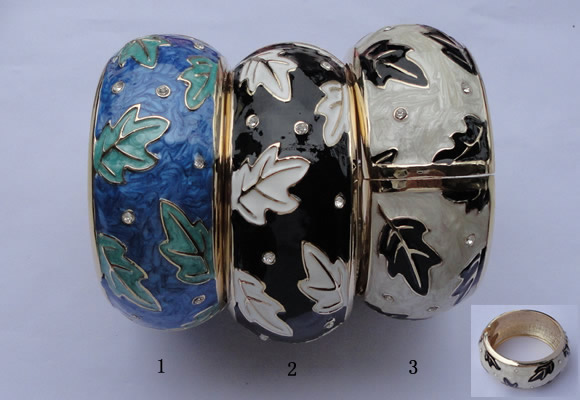 CEB21 5pcs 32mm width gold plated alloy with rhinestone & enamel bangles