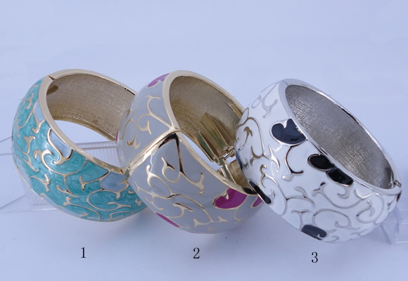 CEB26 5pcs 33mm width gold plated alloy with enamel bangles