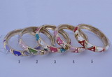 CEB34 5pcs 12mm width gold plated alloy with enamel rhinestone & bangles
