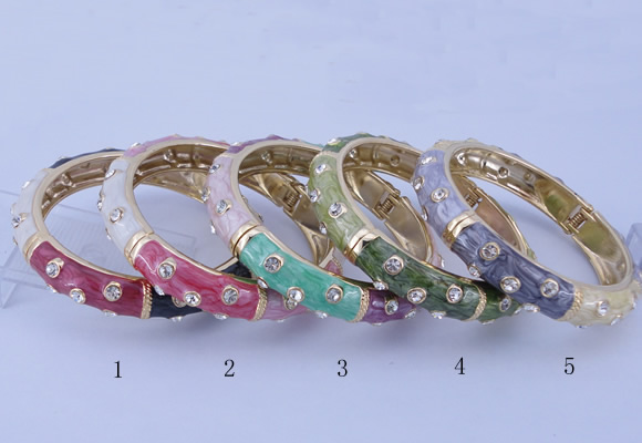 CEB37 5pcs 12mm width gold plated alloy with enamel rhinestone & bangles