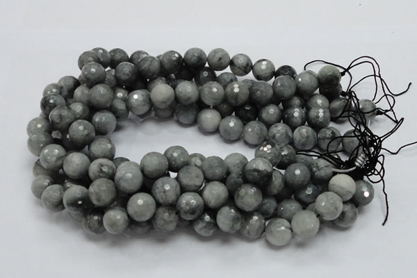 CEE23 15.5 inches 14mm faceted round eagle eye jasper beads wholesale