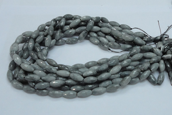 CEE27 15.5 inches 8*16mm faceted rice eagle eye jasper beads