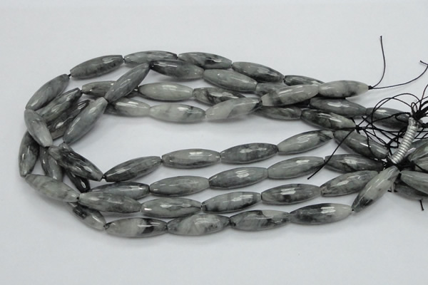 CEE31 15.5 inches 10*30mm faceted rice eagle eye jasper beads