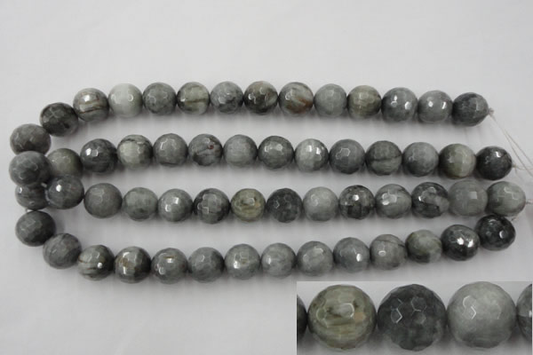 CEE355 15.5 inches 14mm faceted round eagle eye jasper beads