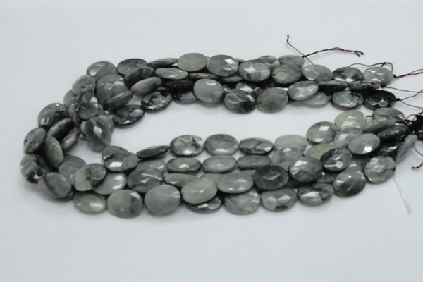 CEE52 15.5 inches 10*14mm faceted oval eagle eye jasper beads