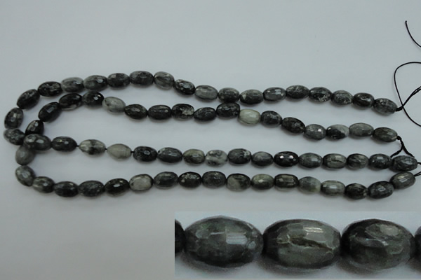 CEE71 15.5 inches 8*12mm faceted rice eagle eye jasper beads