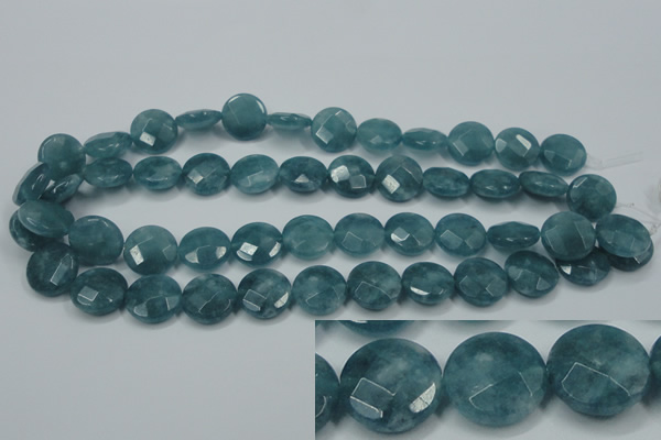 CEQ184 15.5 inches 16mm faceted coin blue sponge quartz beads