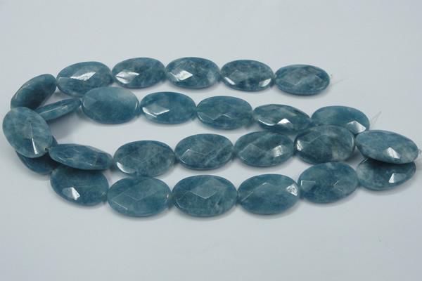 CEQ196 15.5 inches 20*30mm faceted oval blue sponge quartz beads