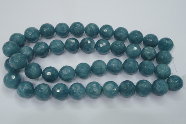 CEQ20 15.5 inches 20mm faceted round blue sponge quartz beads