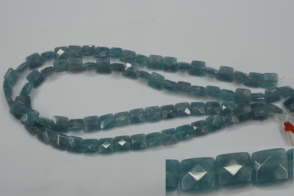 CEQ221 15.5 inches 10*10mm faceted square blue sponge quartz beads