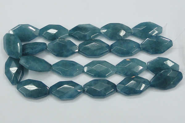 CEQ248 15.5 inches 20*35mm faceted octagonal blue sponge quartz beads